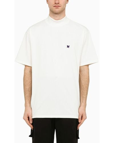 Needles Stand-Up Collar T-Shirt With Embroidery - White