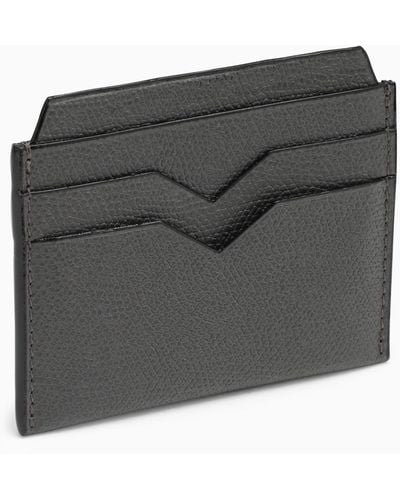 Valextra Grained Leather Card Case - Black