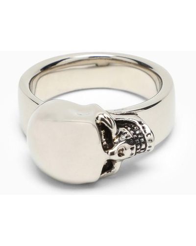 Alexander McQueen Side Skull Silver Ring - Metallic