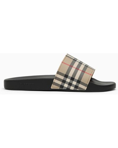 Burberry Slipper With Check Motif - Brown