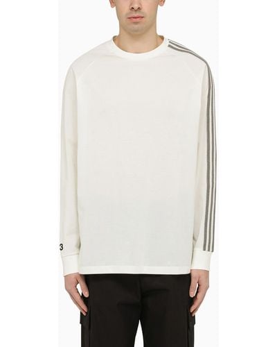 Y-3 Crew Neck Long Sleeves T Shirt With Logo - White