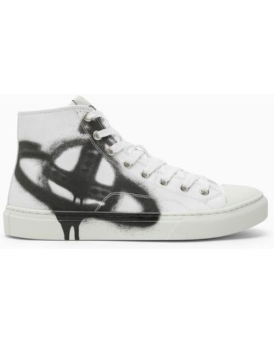 Vivienne Westwood Sneaker bianca/nera in tela di cotone - Grigio