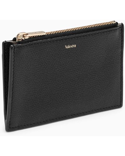 Valextra Grained Leather Card Case - Black