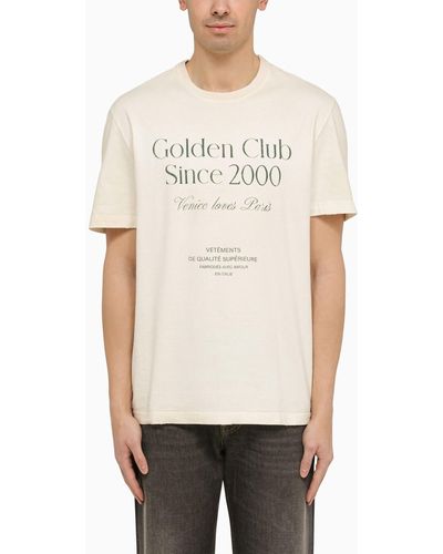 Golden Goose T-Shirt With Logo Print - Natural