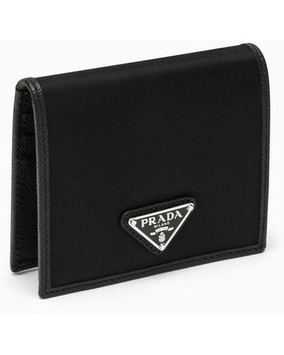 Prada Wallet In Nylon E Saffiano - Black