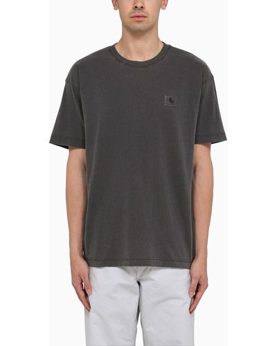 Carhartt S/s Chase Charcoal Cotton T-shirt - Black