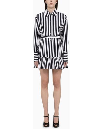 Patou /white Striped Cotton Mini Chemisier Dress - Black