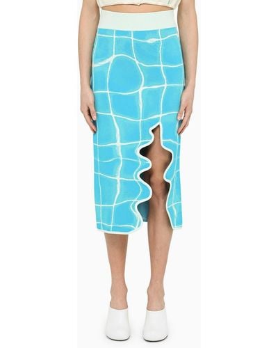 Ph5 Bonnie Skirt In Aqua-coloured Jersey - Blue