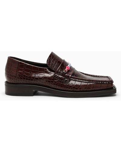 Martine Rose Crocodile-Effect Moccasin With Beads - Brown