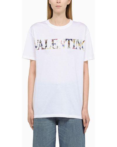Valentino T-shirt With Sequin Logo - White
