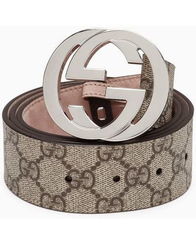 Gucci Cintura in tessuto gg supreme con fibbia gg - Metallizzato