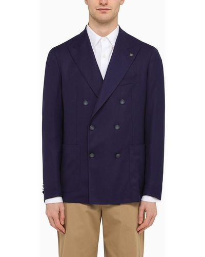 Tagliatore Double-Breasted Jacket In - Blue