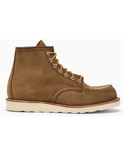 Red Wing Redwing Classic Moc Olive Suede Boot - Brown