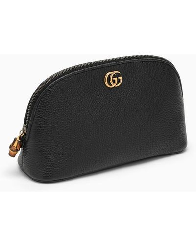 Gucci Leather Beauty Case With Logo - Black