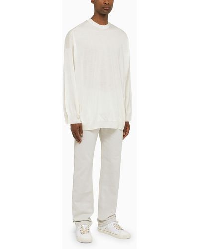 Hed Mayner Wide Crew-neck Sweater - White