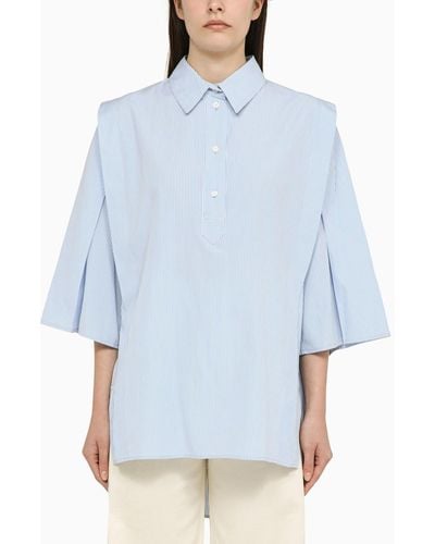 Margaux Lonnberg Light Striped Cotton Lola Shirt - Blue