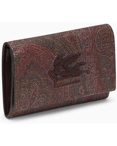 Etro Portafoglio paisley in canvas spalmato - Marrone