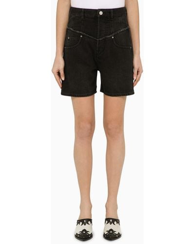 Isabel Marant Cotton Denim Shorts - Black