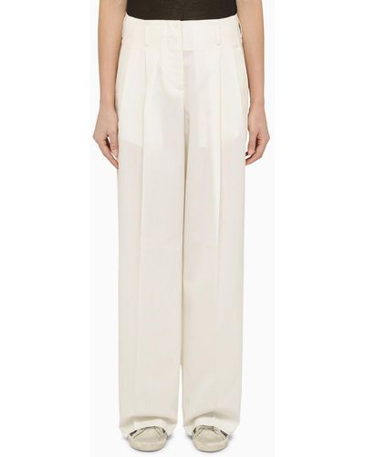 Golden Goose Wool-Blend Wide Trousers - Natural