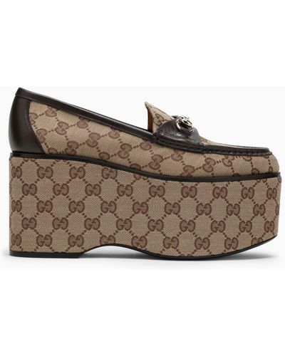Gucci /ebony gg Loafer With Platform And Clamp - Grey