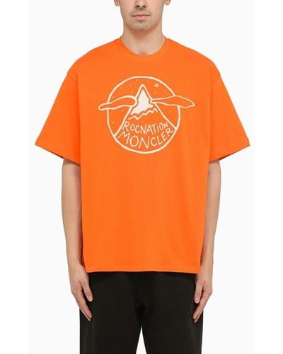 MONCLER X ROC NATION T-shirt in cotone con logo - Arancione