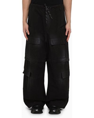 Balenciaga Washed Convertible Cargo Trousers - Black