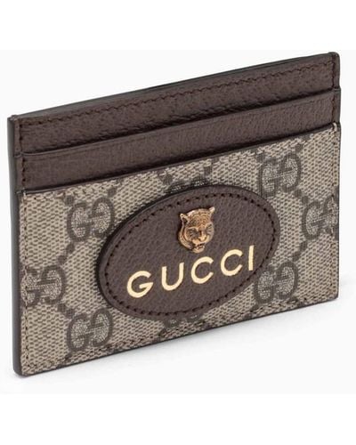 Gucci Beige Card Holder In gg Supreme - Grey