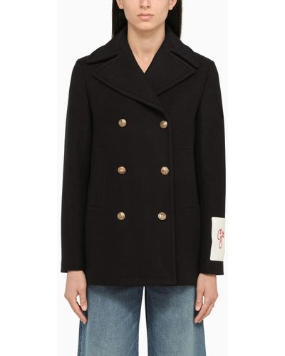 Golden Goose Deluxe Brand Blue Wool Double Breasted Coat - Black