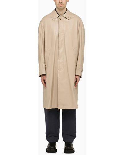 4SDESIGNS Coated Single-breasted Trench Coat - Natural