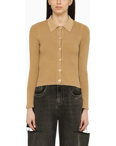 Our Legacy Sand Coloured Ribbed Cotton Cardigan - Black
