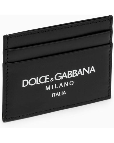 Dolce & Gabbana Black Ofskin Porta della scheda con logo - Nero
