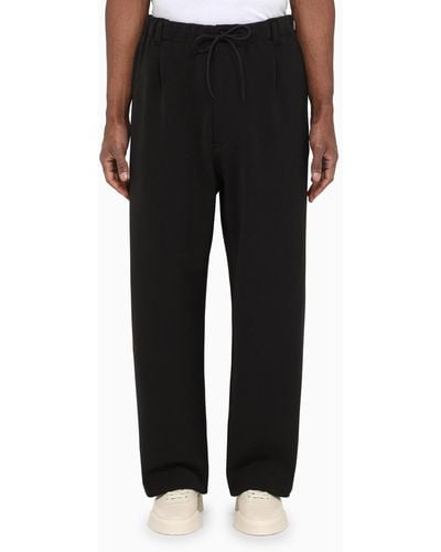 Y-3 And White Track Trousers With Logo - Black