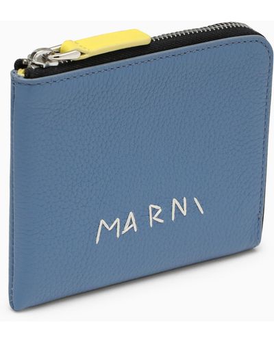 Marni Light Zipped Wallet With Logo - Blue