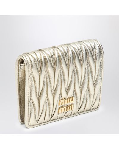Miu Miu Perite Matelassé Leather Small Wallet - Metallic