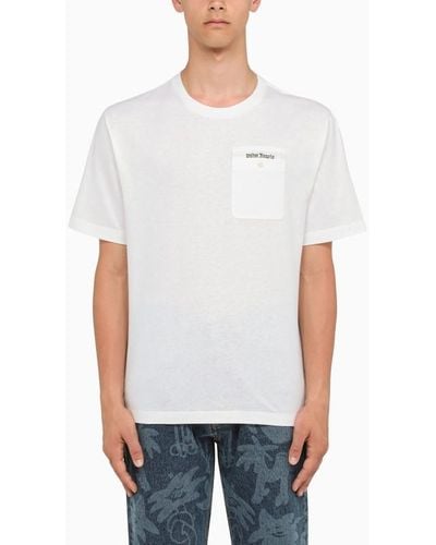 Palm Angels T-Shirt Con Banda Logo - Bianco