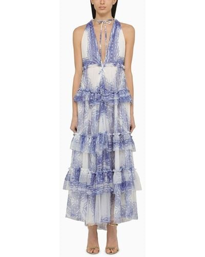 Philosophy Abito a balze floreale in tulle - Blu
