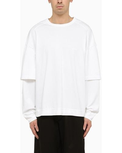 DARKPARK Cotton T-shirt With Double Sleeves - White
