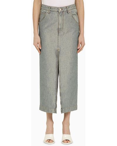 DARKPARK Gray Denim Skirt With Slit
