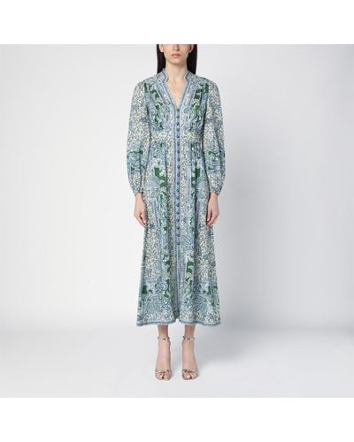 Zimmermann /blue Linen Paisley Print Midi Dress