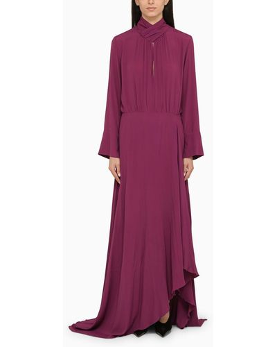 FEDERICA TOSI Peony Silk Long Dress - Purple