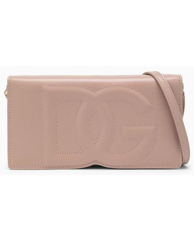 Dolce & Gabbana Phone bag cipria in pelle con logo - Rosa