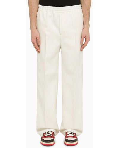 Gucci Trousers With Web Ribbon - Natural