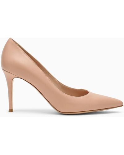 Gianvito Rossi Peach Leather Pumps - Pink