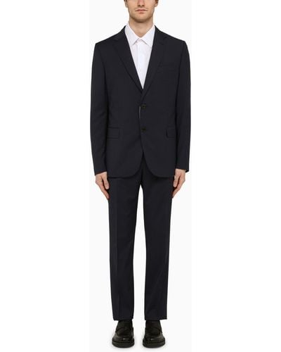 Valentino Navy Single-breasted Suit In Wool - Black