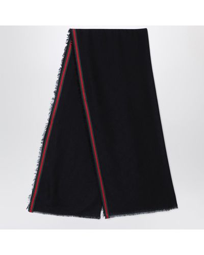 Gucci Silk And Cotton Stole With gg Pattern - Black