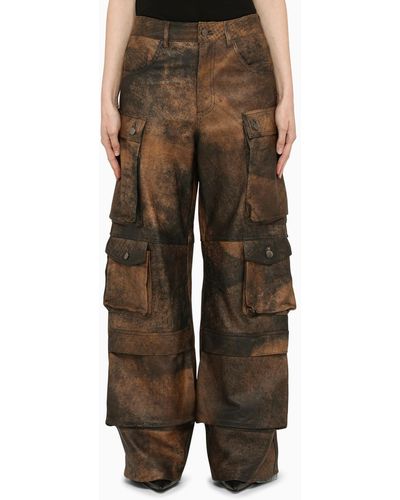BAIA Leather Cargo Trousers - Brown