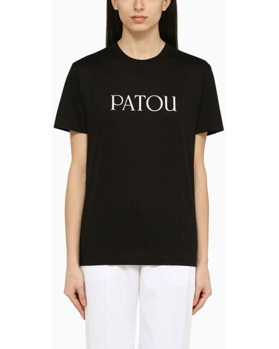Patou T-shirt nera in cotone con logo - Nero