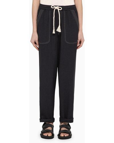 Isabel Marant Silk Trousers With Drawstring - Black