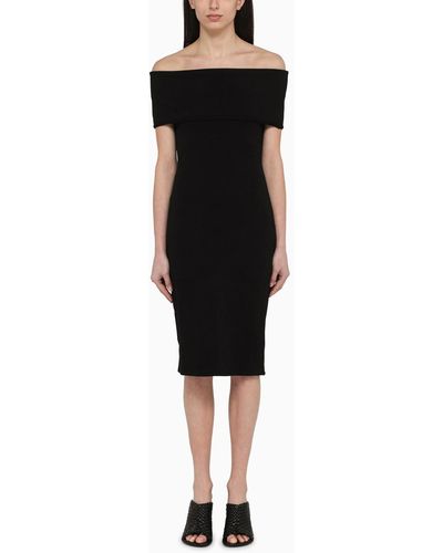 Bottega Veneta Dress With Bare Nylon Shoulders - Black