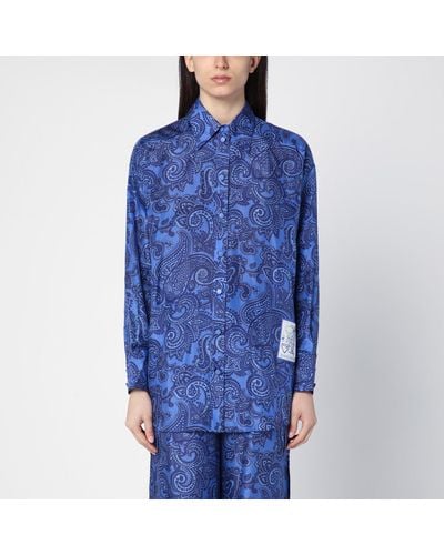 Zimmermann Ottie Shirt With Paisley Silk Print - Blue